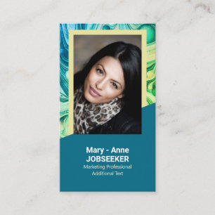 Elegant Marble Job Search Classy Teal Grönt Gult Visitkort