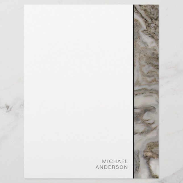 Elegant Marble Kant Stationery med ditt namn (Framsida)