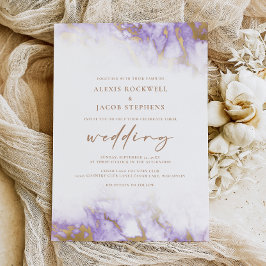 Elegant Marble Lavender Gold Wedding Inbjudningar