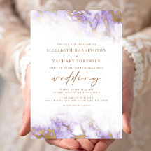 Elegant Marble Lavender Guld Bröllop