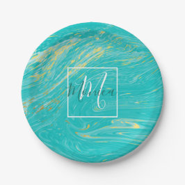 Elegant Marble lyxury Guld blue design monogram