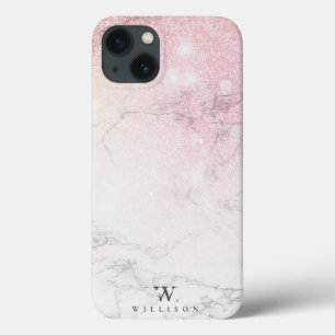 Elegant Marble monogram Glitter