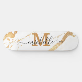 Elegant Marble Monogram-skript Mini Skateboard Bräda 18,5 Cm