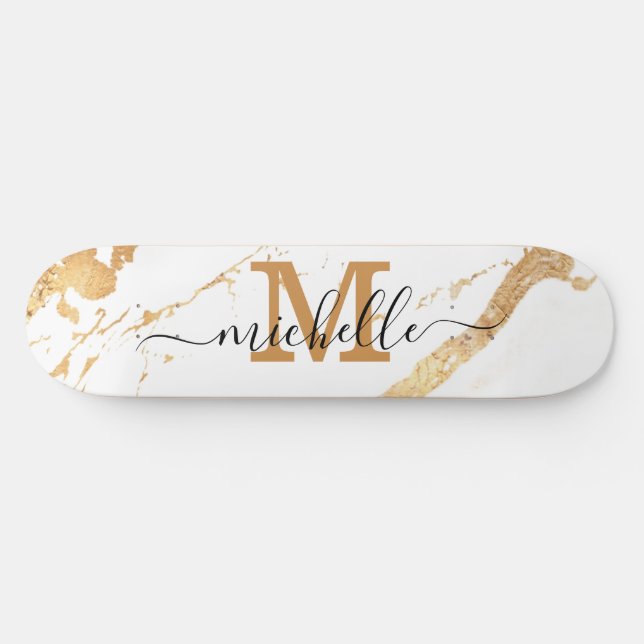 Elegant Marble Monogram-skript Mini Skateboard Bräda 18,5 Cm (Horz)