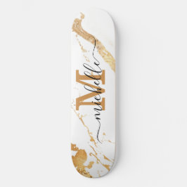 Elegant Marble Monogram-skript Mini Skateboard Bräda 18,5 Cm