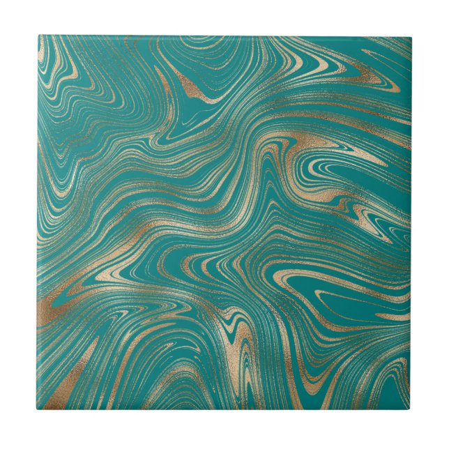 Elegant Marble Mörk Teal Kakelplatta (Framsidan)