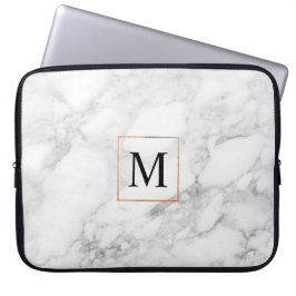 Elegant Marble och Faux Foil Gräns Laptop sleeve