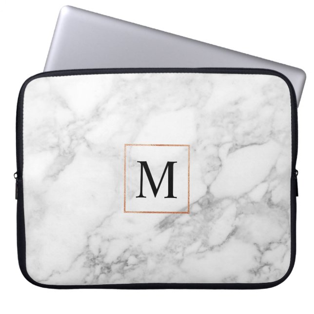 Elegant Marble och Faux Foil Gräns Laptop sleeve (Framsidan)