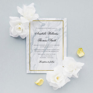 Elegant Marble och Guld Bröllop Inbjudningar