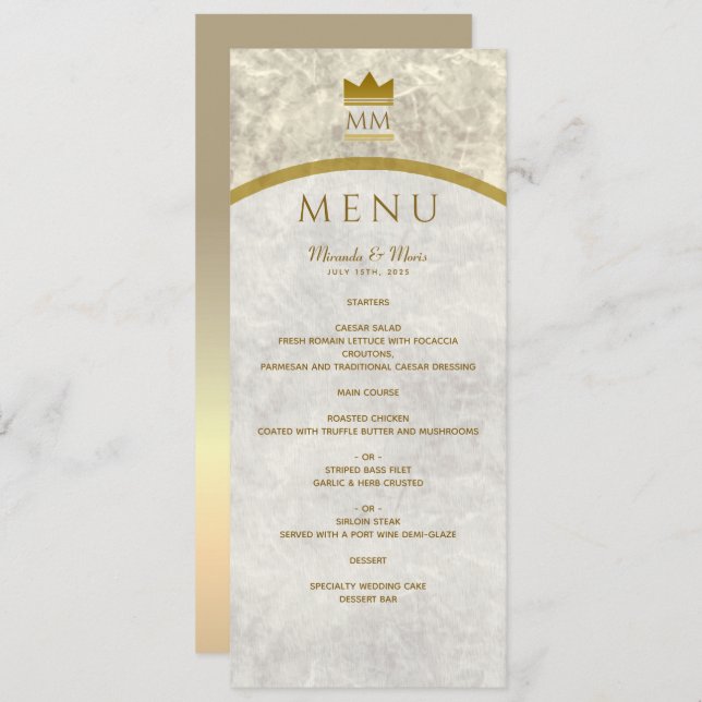 Elegant Marble och Guld Menu Meny (Fram/baksida)