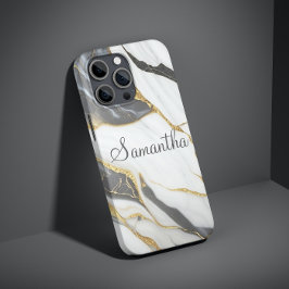 Elegant Marble Personlig Guld Grått & White