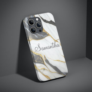 Elegant Marble Personlig Guld Grått & White
