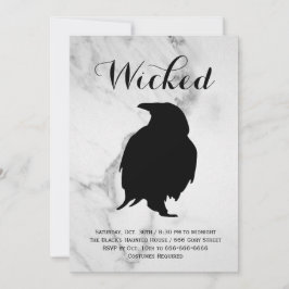 Elegant Marble Raven Halloween Costume Party Inbjudningar