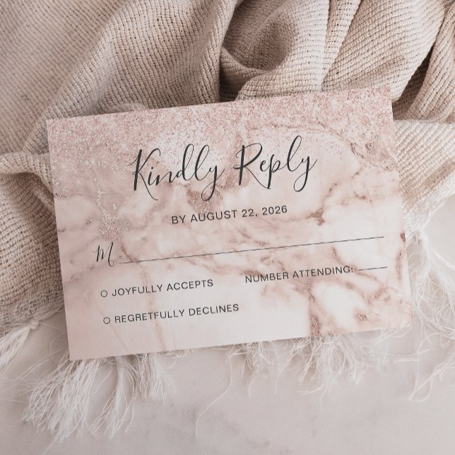 Elegant Marble Ro Guld Glitter OSA Kort (Skapare uppladdad)