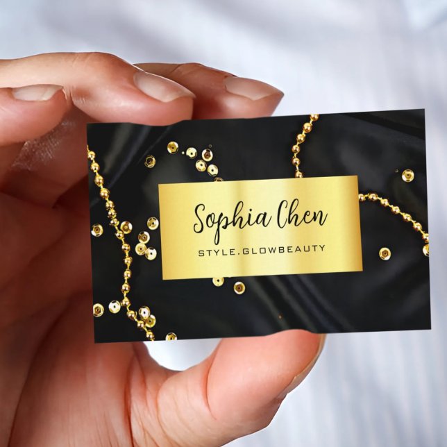 Elegant Marble Salon Card med Guld Glitter Visitkort (Elegant Marble Salon Card with Gold Glitter)