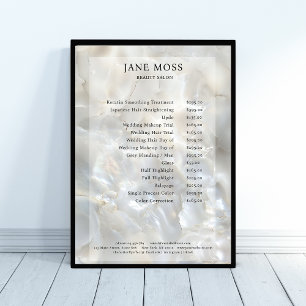 Elegant, Marble, Salon, Pris List Poster