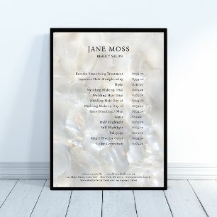 Elegant, Marble, Salon, Pris List Poster
