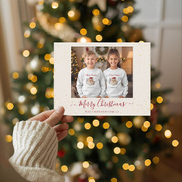 Elegant Marble Single Photo Christmas Card Helg Vykort