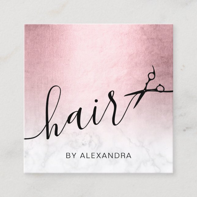 Elegant Marble Sissers frisör för guld Fyrkantigt Visitkort (Framsida)