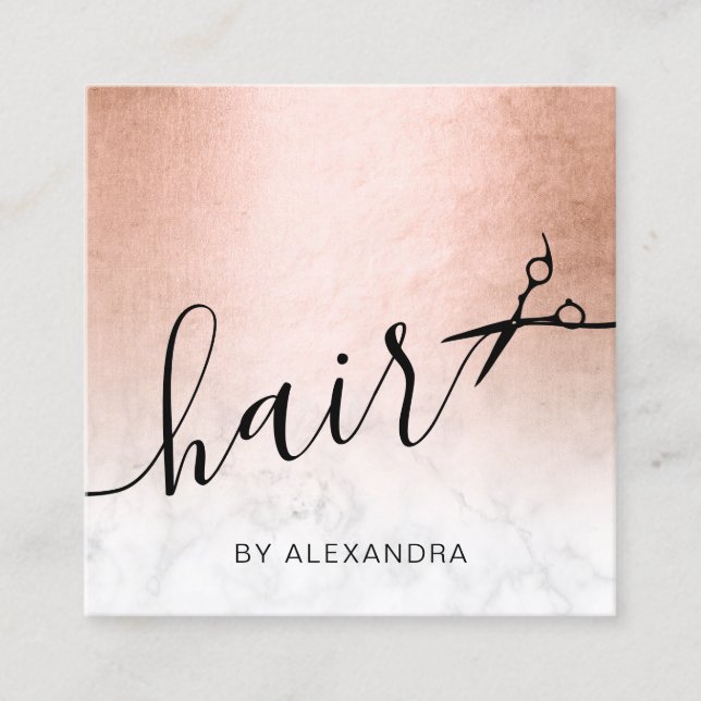 Elegant Marble Sissers frisör för guld Fyrkantigt Visitkort (Framsida)