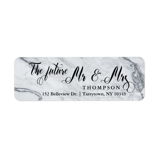 Elegant Marble skrev Framtiden Mr. och Mrs. Returadress Etikett (Framsidan)
