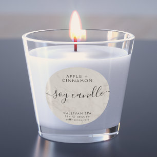 Elegant Marble Soy Candle-etikett Runt Klistermärke
