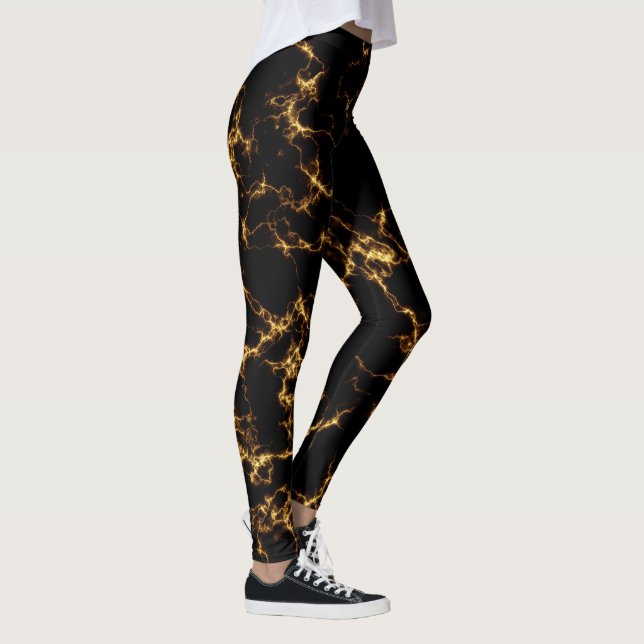 Elegant Marble stil3 - Svarta Guld Leggings (Höger)