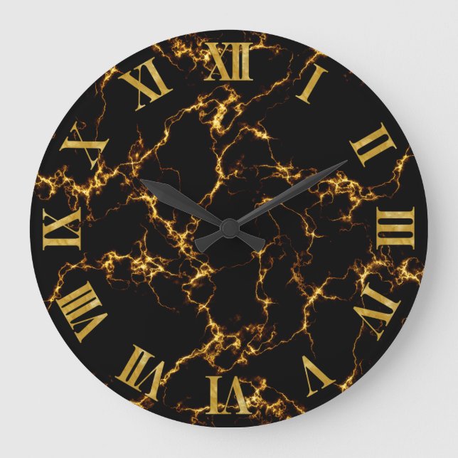 Elegant Marble stil3 - Svarta Guld Stor Klocka (Framsida)