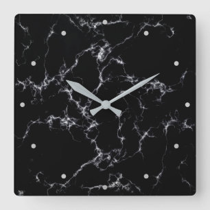 Elegant Marble stil 4 - Black and White Fyrkantig Klocka
