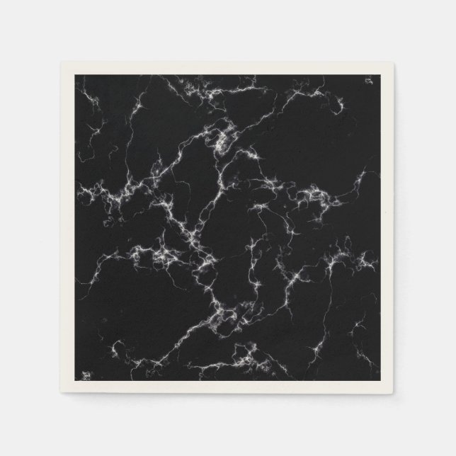 Elegant Marble stil 4 - Black and White Pappersservett (Framsidan)