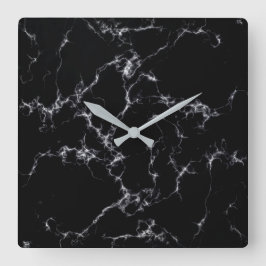 Elegant Marble stil 4 - Svarta och vita Fyrkantig Klocka