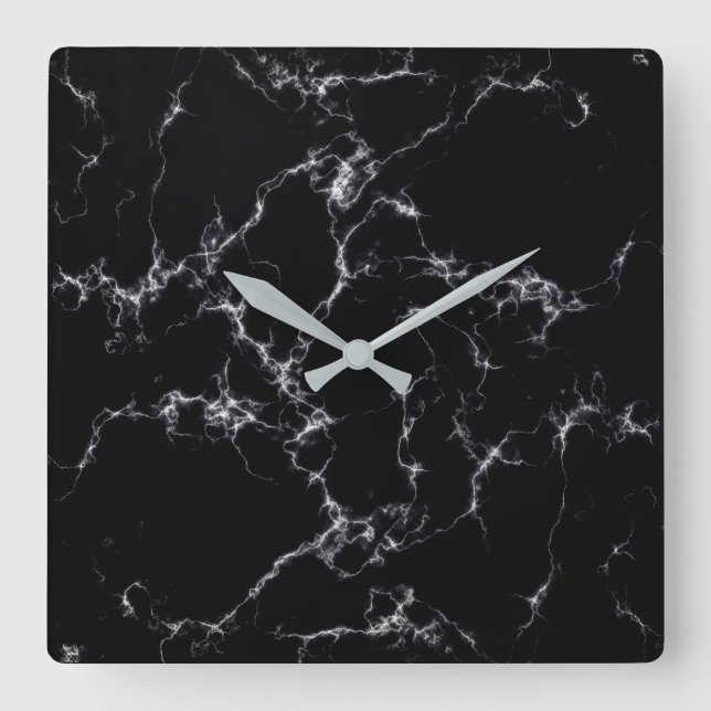 Elegant Marble stil 4 - Svarta och vita Fyrkantig Klocka (Framsida)