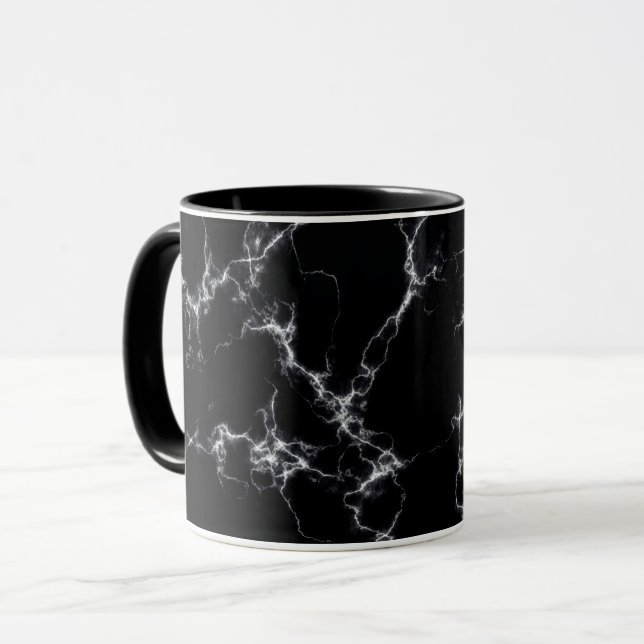 Elegant Marble stil 4 - Svarta och vita Mugg (Framsida vänster)