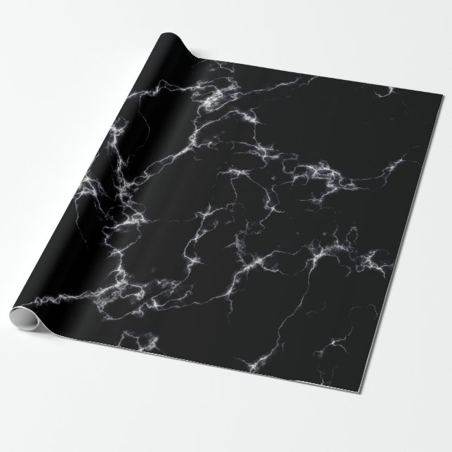 Elegant Marble stil 4 - Svarta och vita Presentpapper (Utrullad)
