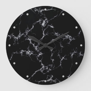 Elegant Marble stil 4 - Svarta och vita Stor Klocka