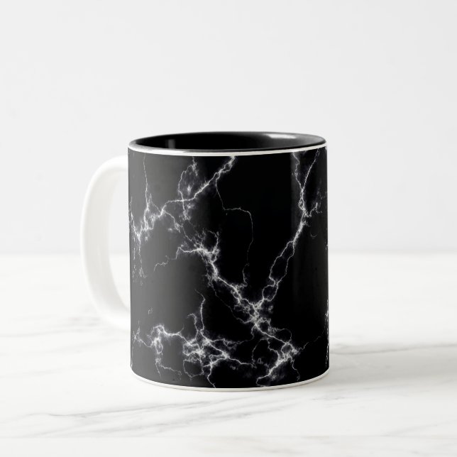 Elegant Marble stil 4 - Svarta och vita Två-Tonad Mugg (Framsida vänster)