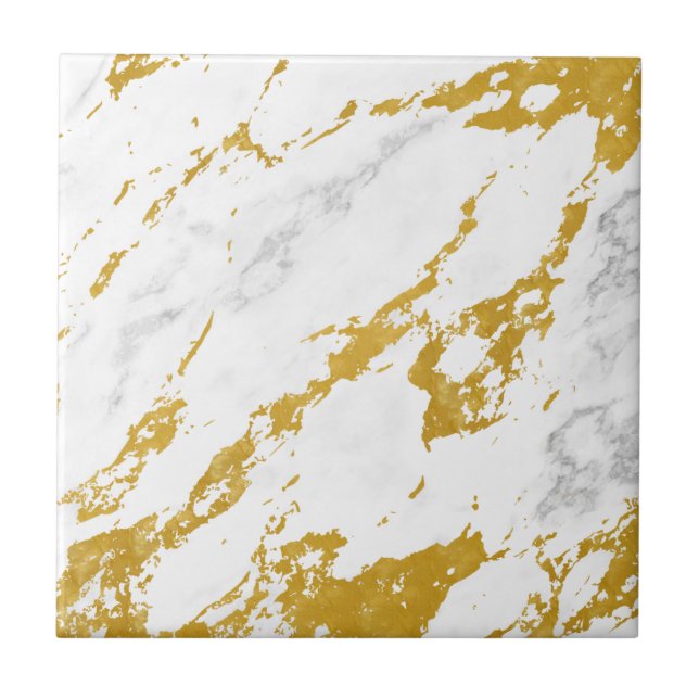 Elegant Marble stil 6 - Guld och White Kakelplatta (Framsidan)