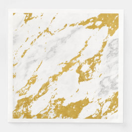 Elegant Marble stil 6 - Guld och White Pappersservett