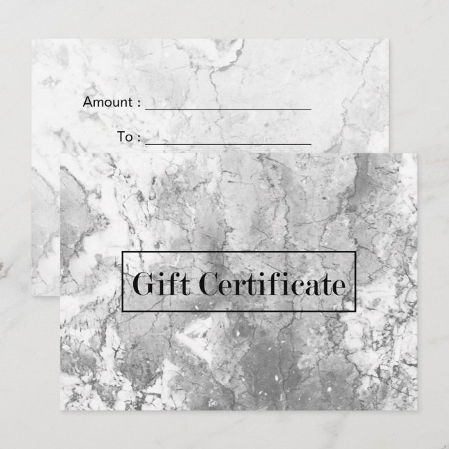 Elegant Marble Stone Modern Gift-certifikat (Fram/baksida)