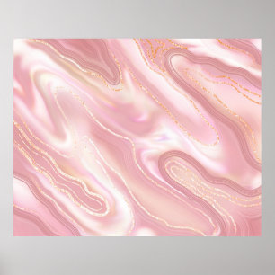 Elegant marble struktur. Ro guld blankt glanskexa Poster
