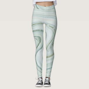 Elegant Marble Swirl Silver Glitter Gnistra Glam Leggings