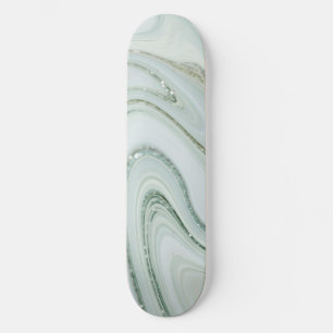 Elegant Marble Swirl Silver Glitter Gnistra Glam Mini Skateboard Bräda 18,5 Cm