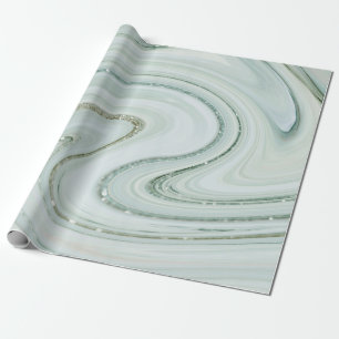 Elegant Marble Swirl Silver Glitter Gnistra Glam Presentpapper
