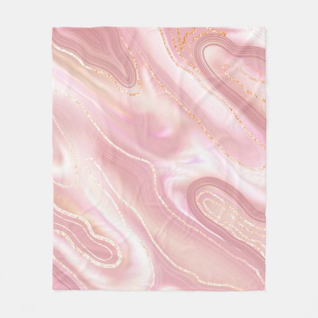 Elegant marble texture. Rose gold liquid shiny tex Fleecefilt (Framsidan)