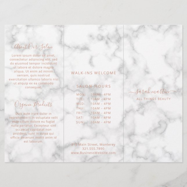 Elegant Marble Trifold Brochure Guld (Framsida)