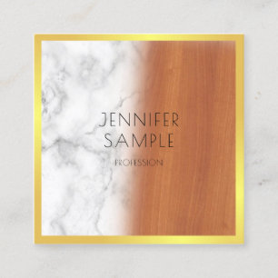 Elegant Marble Wood Black Guld Professionell Plain Fyrkantigt Visitkort