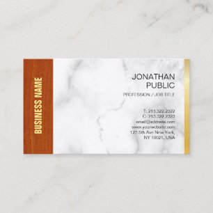 Elegant Marble Wood Guld Company Plain Luxury Visitkort