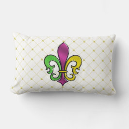 Elegant Mardi Gras Colorful Fleur de Lis Pillow Lumbarkudde
