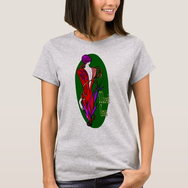 Elegant Mardi Gras Dam T-Shirt (Framsida)
