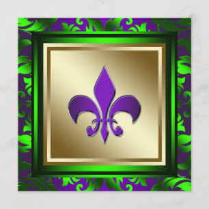 Elegant Mardi Gras Fleur de Lis Bröllop Inbjudningar